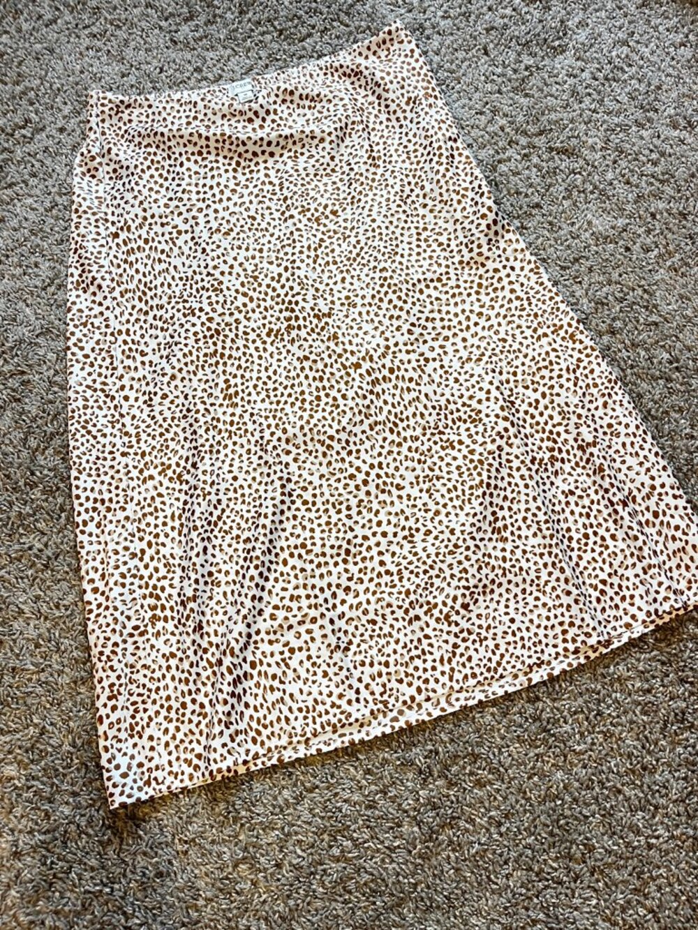 J.Crew cream and brown leopard print midi skirt, size M